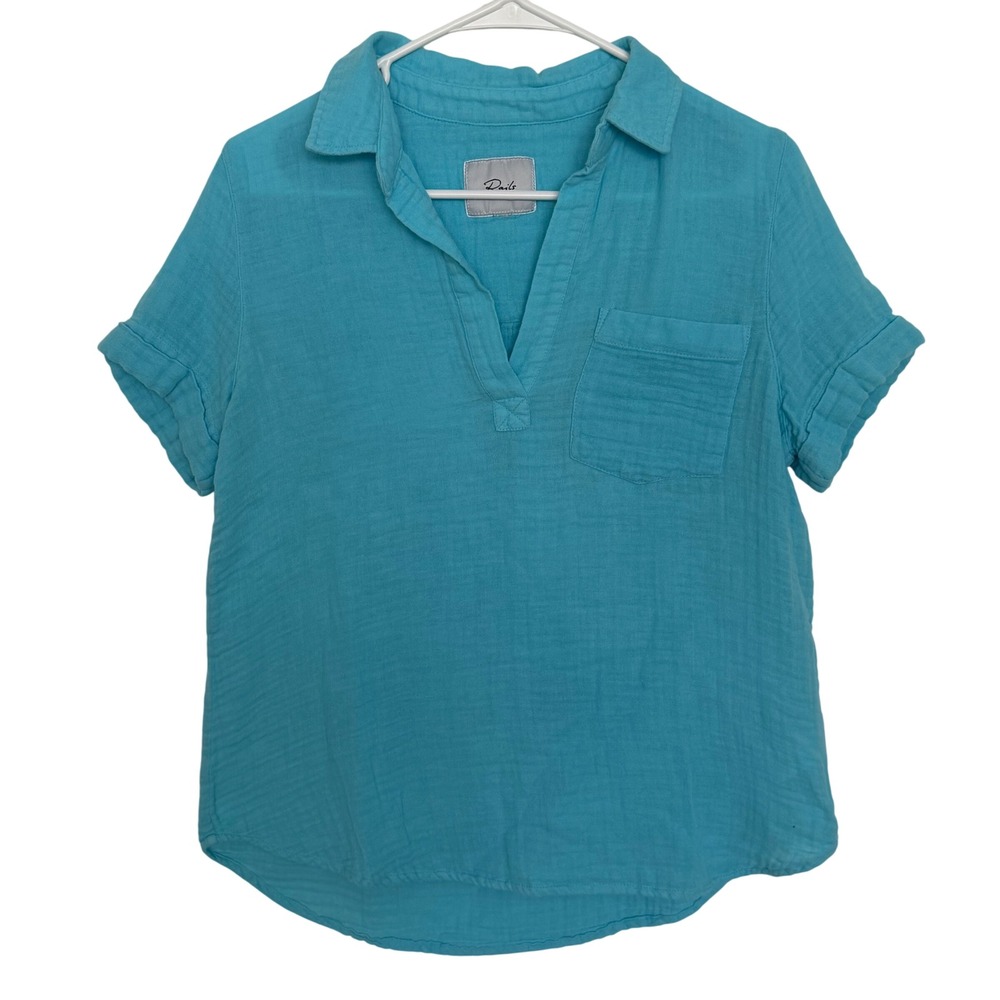 Rails‎ Savannah Aqua Gauze Cotton Relaxed Fit Short Sleeve V Neck Top Women's XS